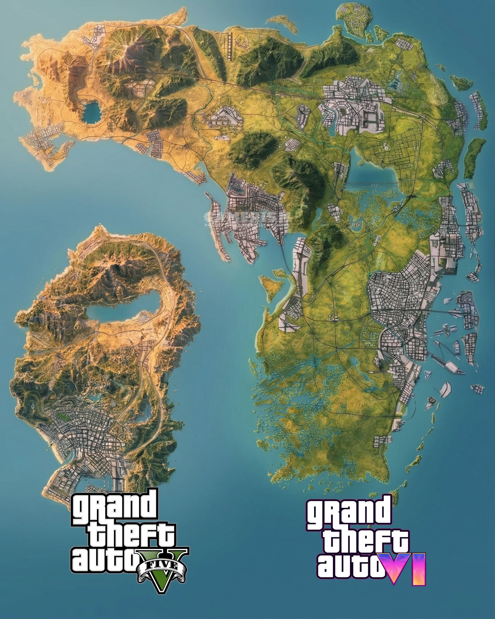 GTA 5 vs GTA 6 Leonida map size comparison fan render